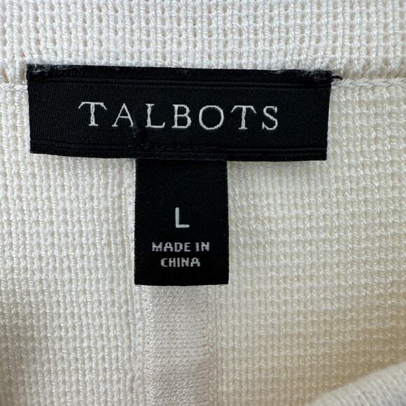 Talbots Button Front Knit Cardigan Women Large Ivory Career Modest Minimalist - Picture 4 of 6